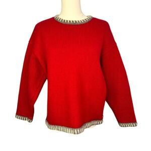 EMS Sweater Womens Medium red Pullover Wool Vintage Eastern Mtn Sports